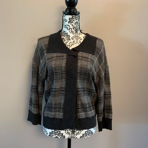 St. John Size S Gray and Black Sweater with Hidden Buttons